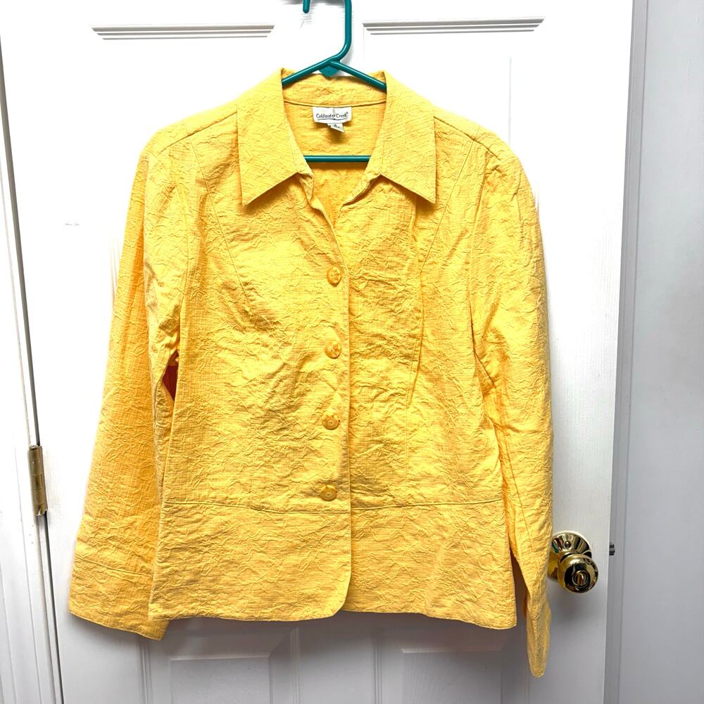 Coldwater Creek Blazer Yellow Orange Textured Fabric Jacket Women’s Plus Size 16